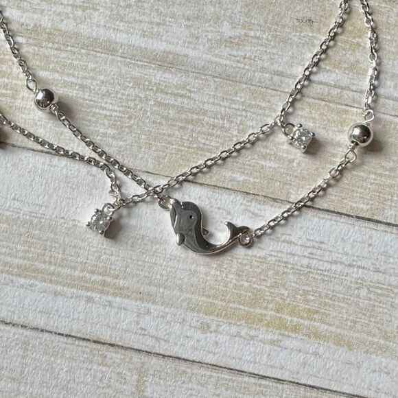 Dolphin CZ Anklet Bracelet - Picture 9 of 9